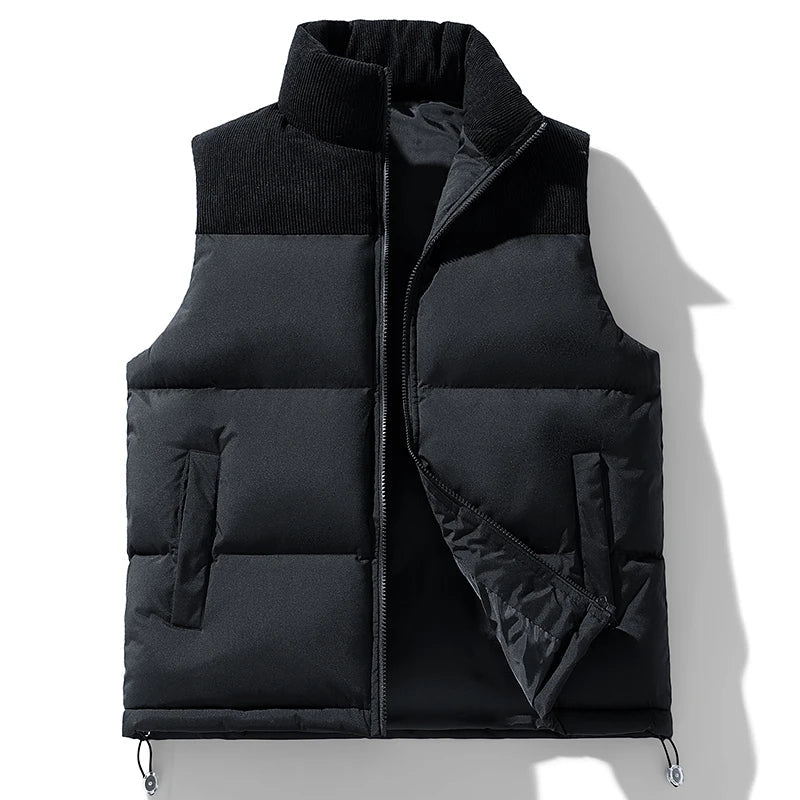 Men's Quilted Puffer Vest with Zip Front | Savoni - Black