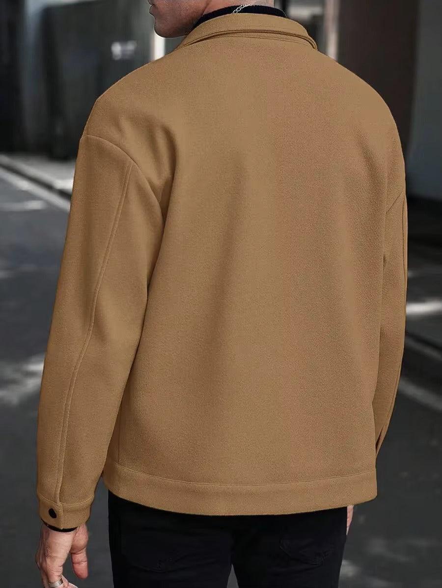 Men's Wool Look Jacket with Button Front | Savoni