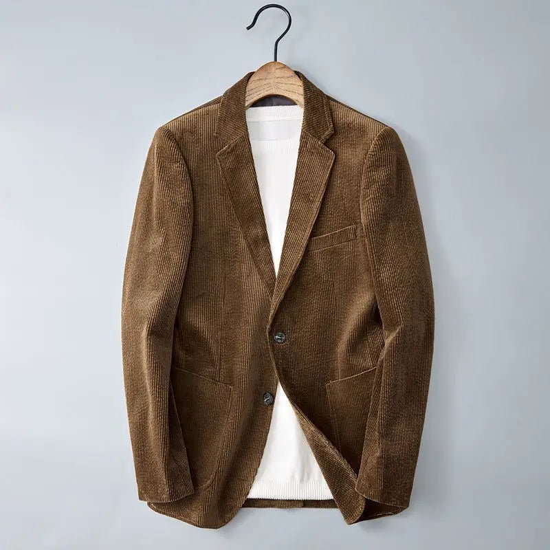 Men's Corduroy Blazer with Button Front | Savoni - Brown