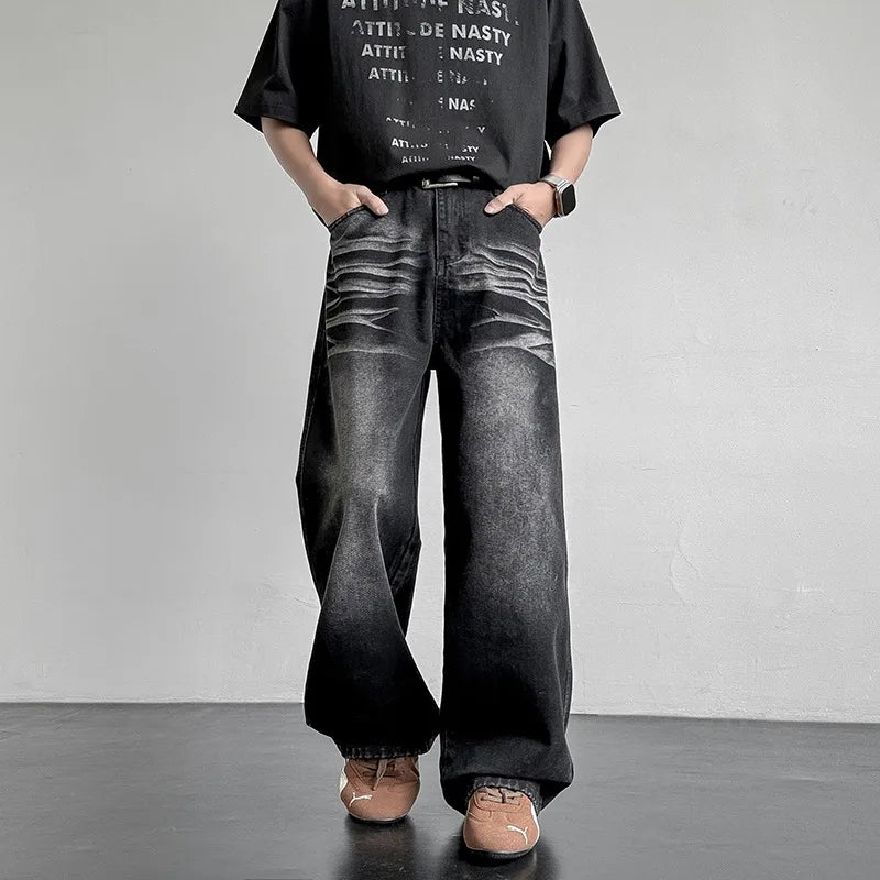 Men's Relaxed Denim Jeans with Faded Wash | Arden - Black