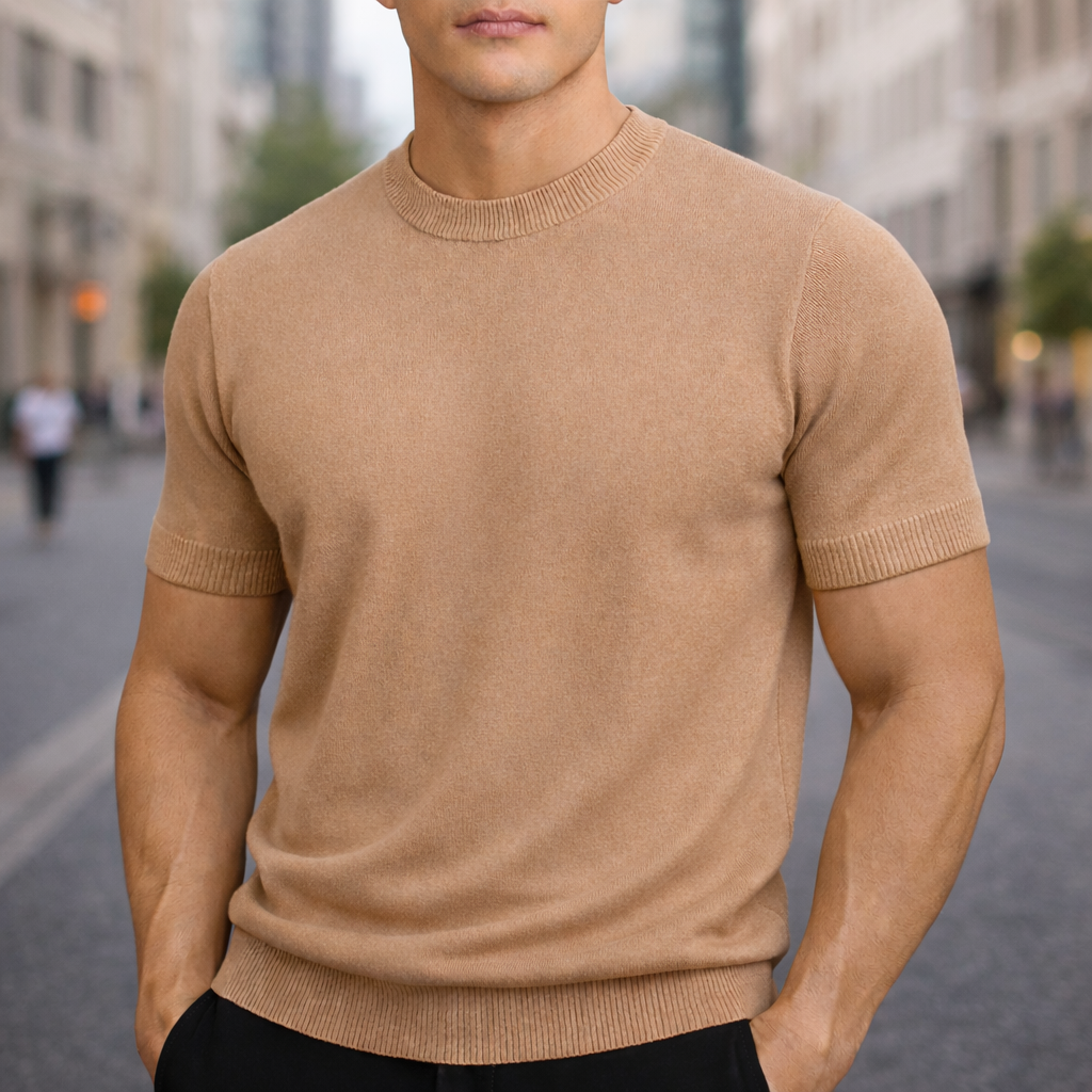 Men's Knitted T-Shirt with Crew Neck | Savino