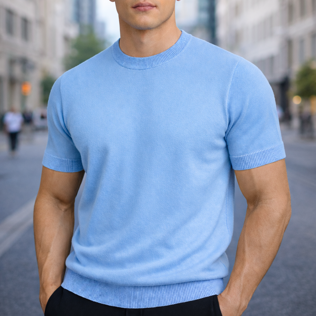 Men's Knitted T-Shirt with Crew Neck | Savino