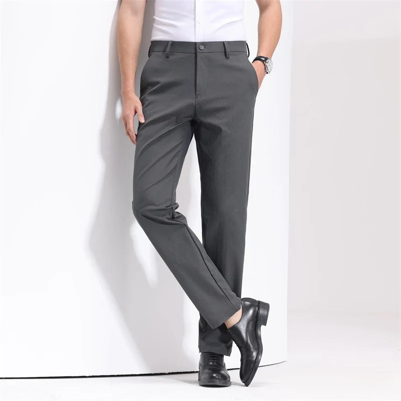Men's Slim Fit Trousers with Belt Loops | Savoni - Gray