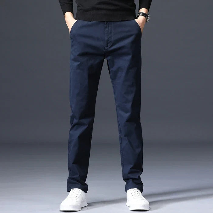 Men's Slim Fit Trousers with Clean Front | Savoni - Blue
