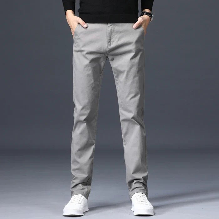 Men's Slim Fit Trousers with Clean Front | Savoni - Gray