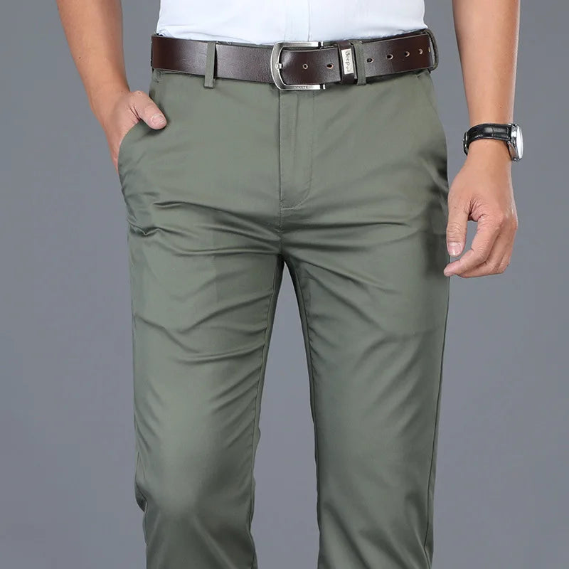 Men's Straight Leg Dress Trousers with Side Pockets | Harrison