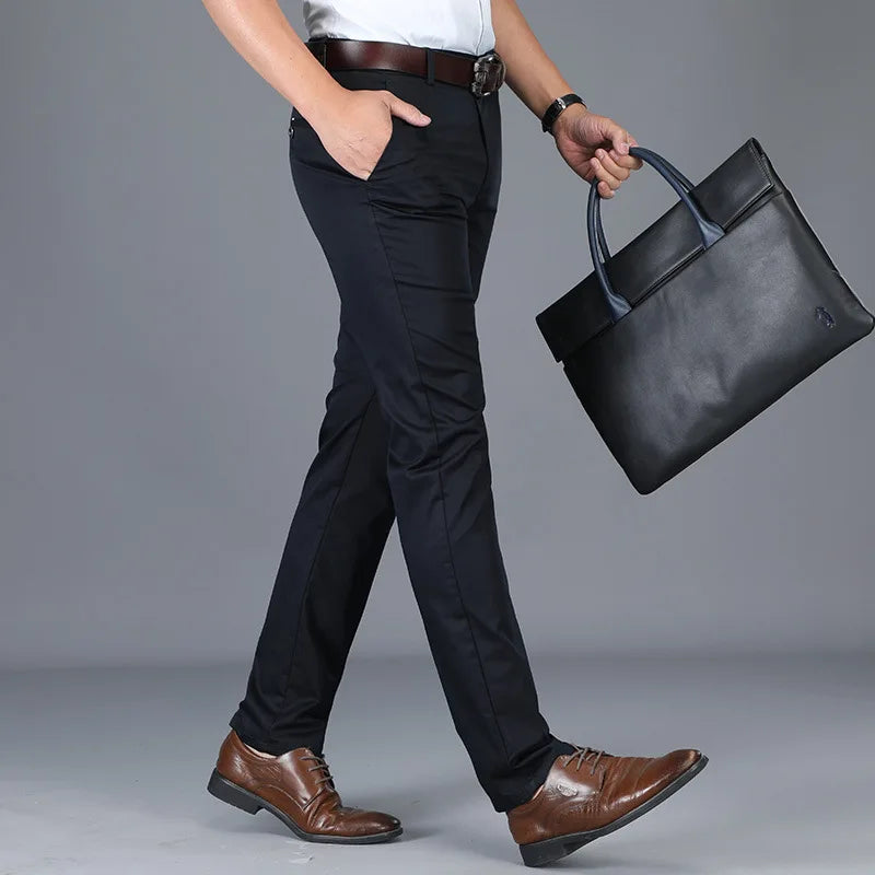 Men's Straight Leg Dress Trousers with Side Pockets | Harrison