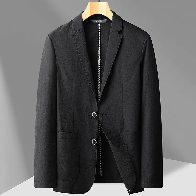 Men's Summer Blazer with Button Front | Savoni - Black