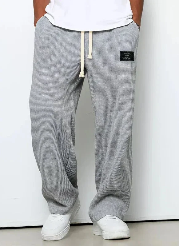 Men's Waffle Knit Drawstring Trousers | Arden - Gray