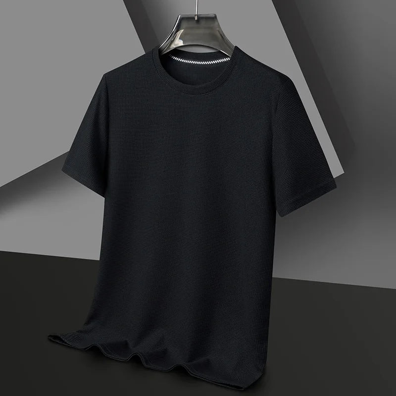 Men's Waffle Knit T-Shirt with Crew Neck | Mason - Black