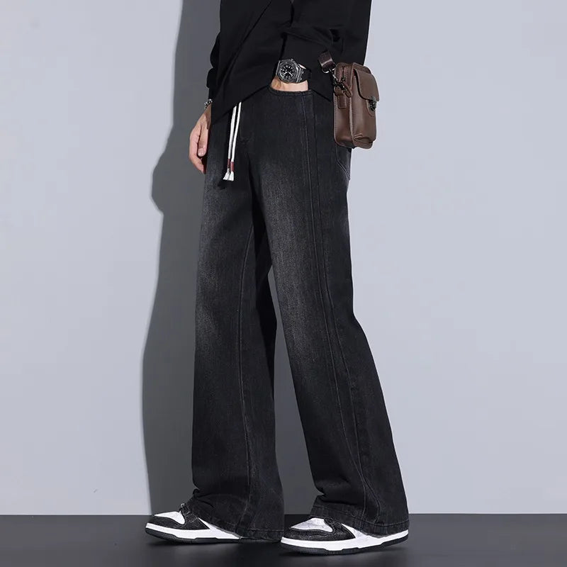 Men's Wide-Leg Denim Jeans with Drawstring | Arden