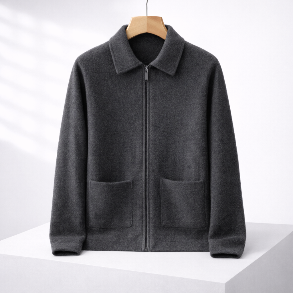 Men's Zip-Up Knit Sweater with Front Pockets | Savonti - Gray