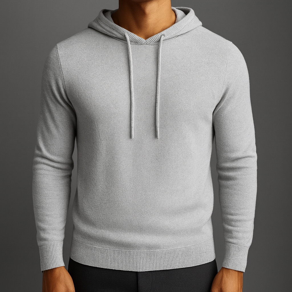 Men's Knitted Hoodie with Drawstring | Savoni - Gray
