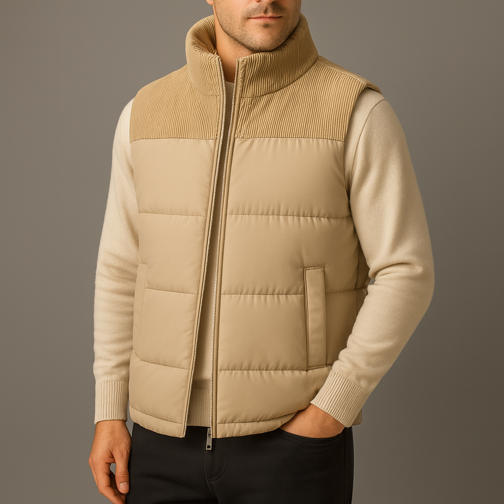 Men's Quilted Puffer Vest with Zip Front | Savoni
