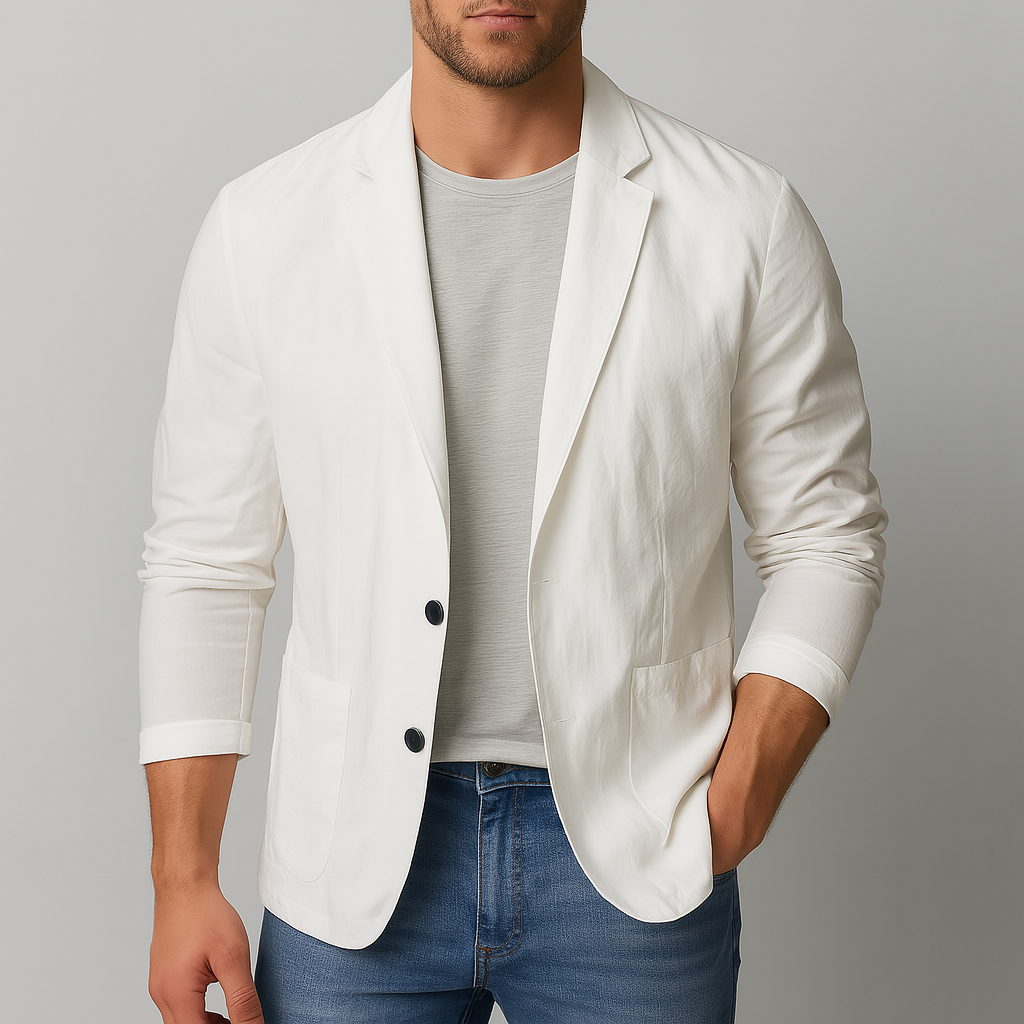 Men's Tailored Blazer, Lightweight Summer | Savoni - White