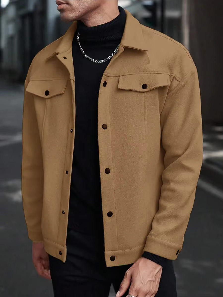 Men's Wool Look Jacket with Button Front | Savoni