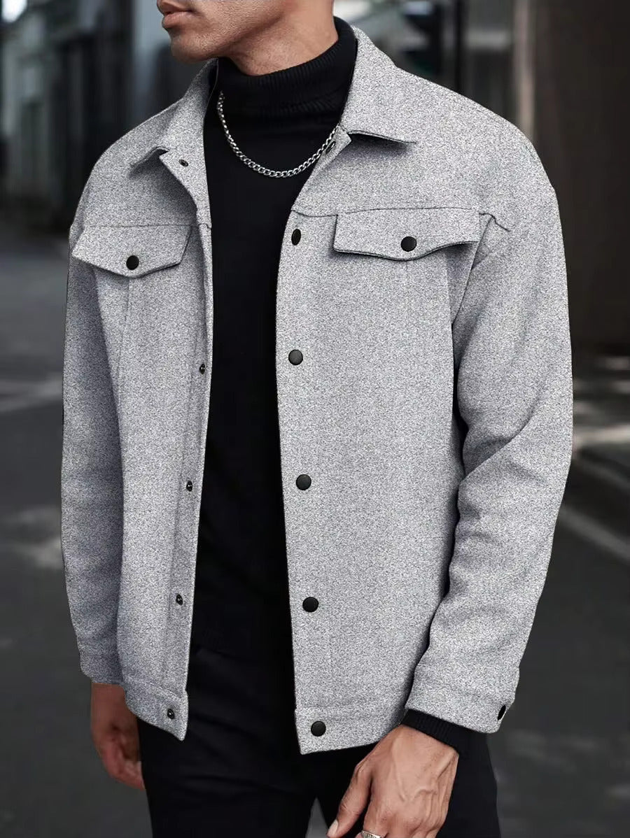 Men's Wool Look Jacket with Button Front | Savoni