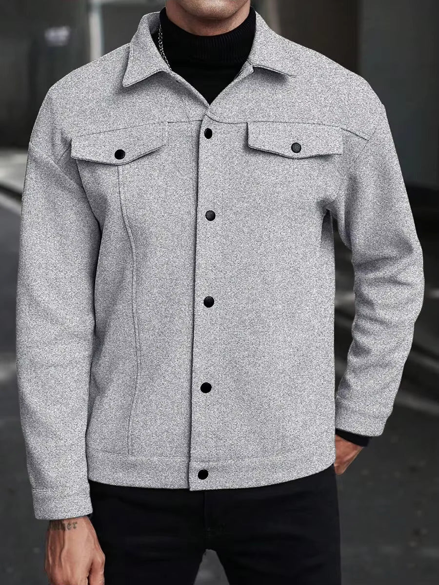 Men's Wool Look Jacket with Button Front | Savoni