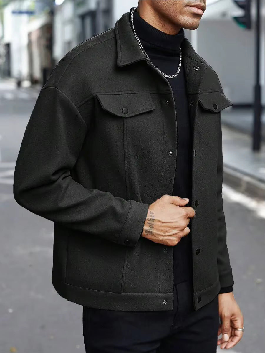 Men's Wool Look Jacket with Button Front | Savoni