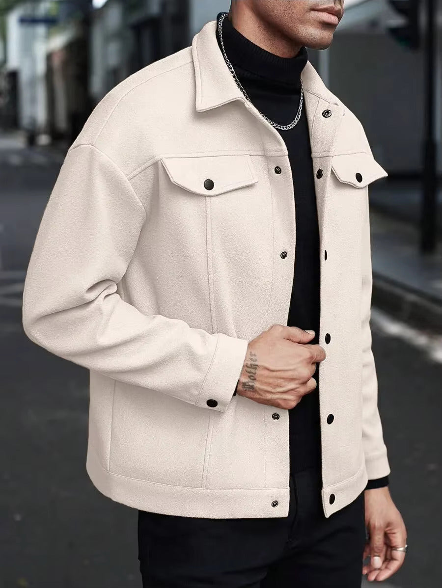 Men's Wool Look Jacket with Button Front | Savoni