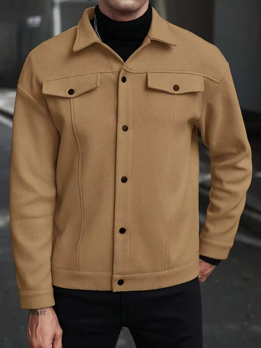 Men's Wool Look Jacket with Button Front | Savoni