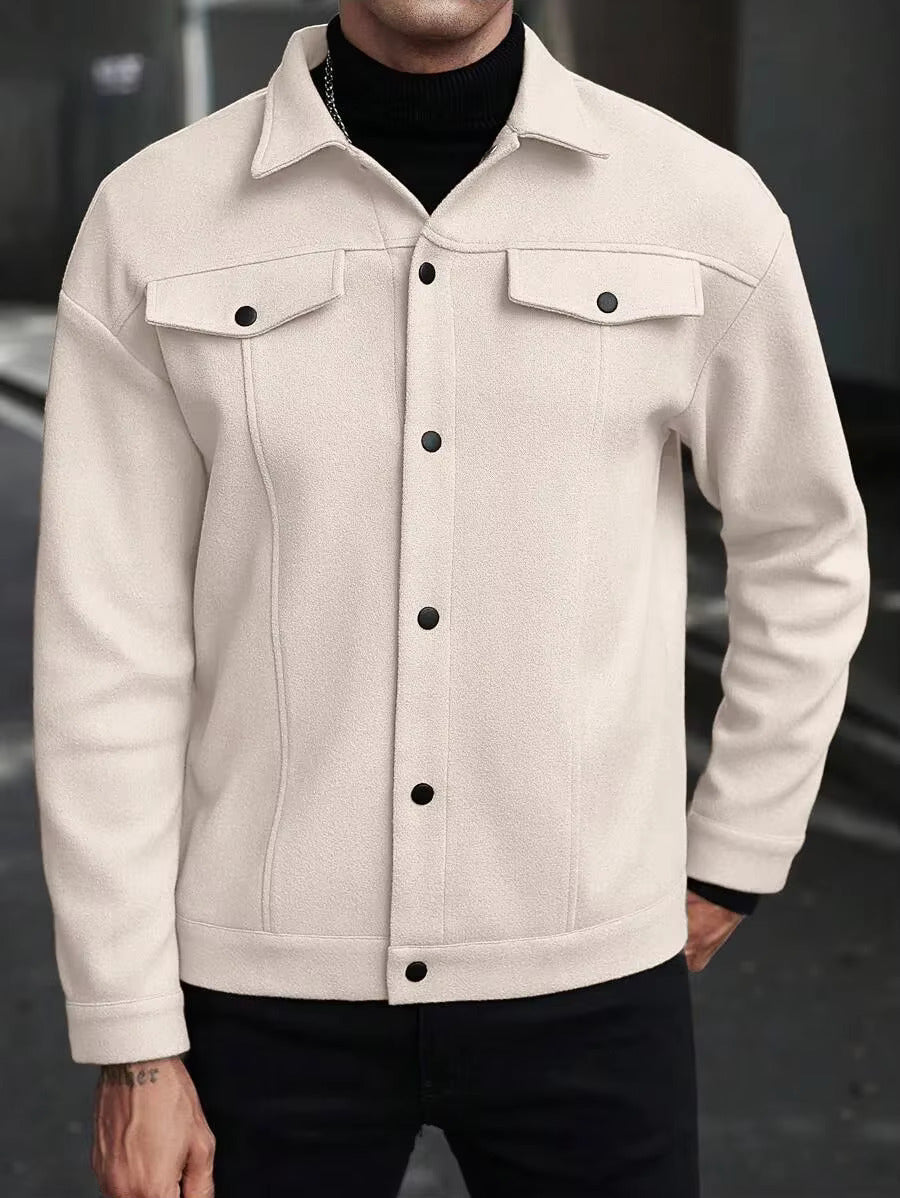 Men's Wool Look Jacket with Button Front | Savoni