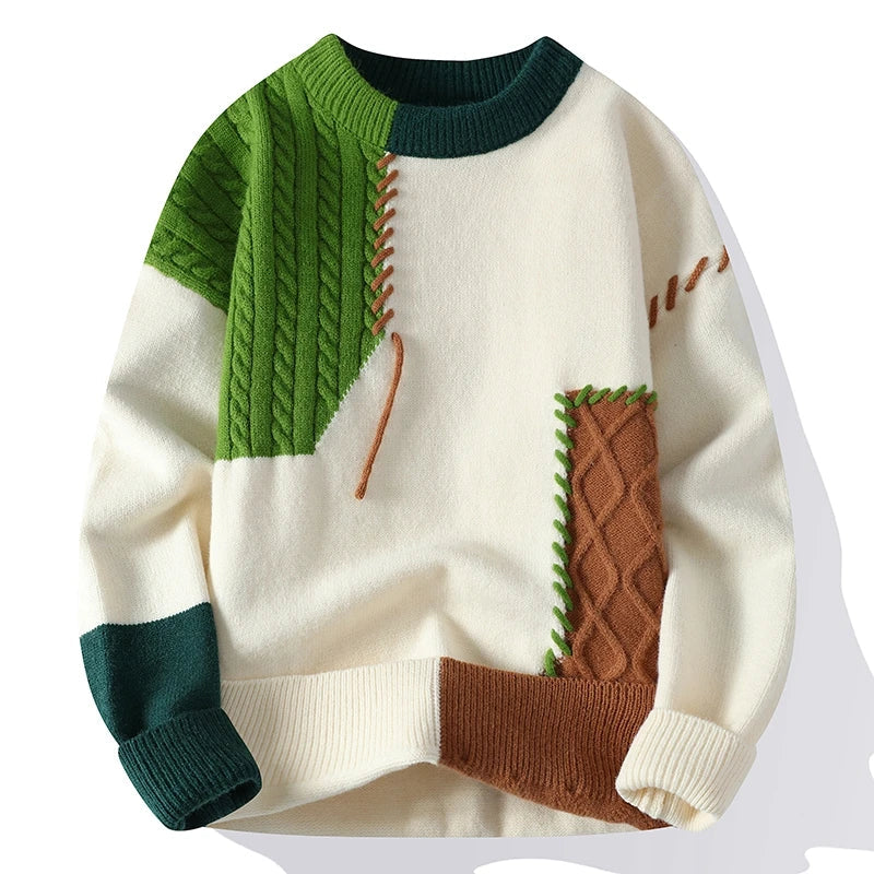 Men's Cable Knit Pullover with Crew Neck | Arden - Green