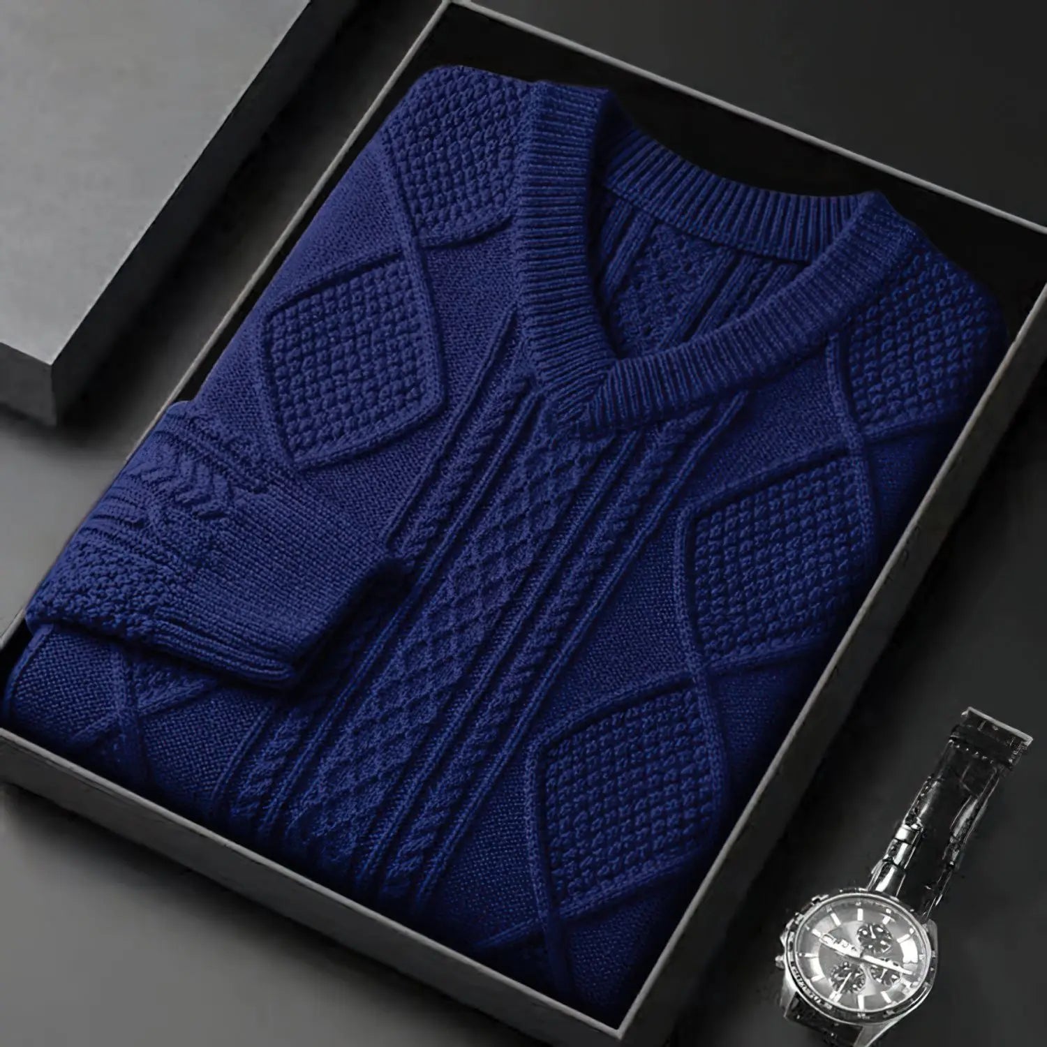 Men's Cable Knit V-Neck Sweater, Long Sleeve | Savoni