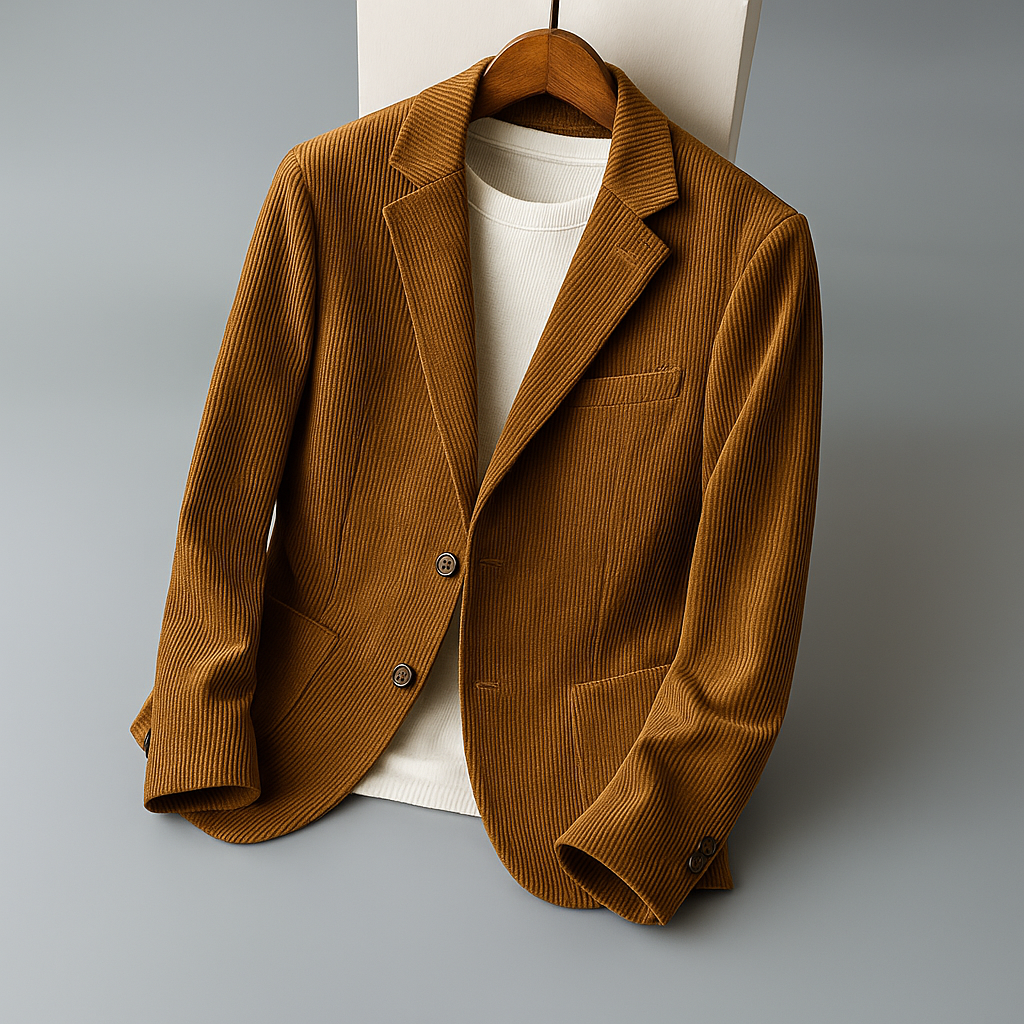 Men's Corduroy Blazer with Button Front | Savoni