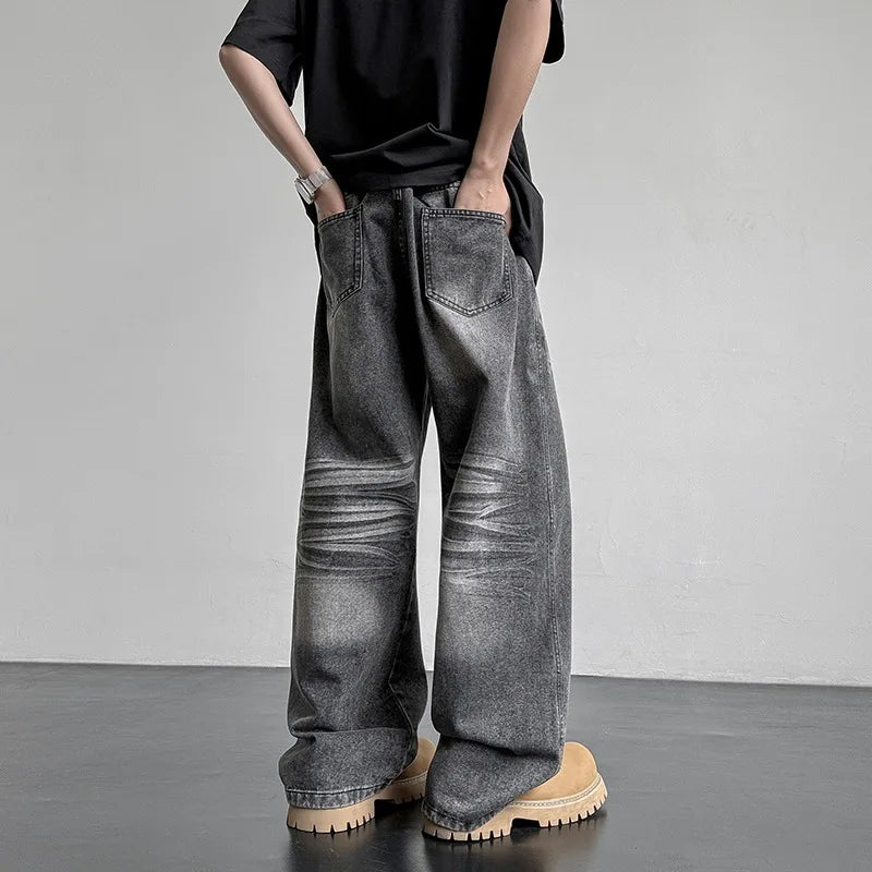 Men's Relaxed Denim Jeans with Faded Wash | Arden - Gray