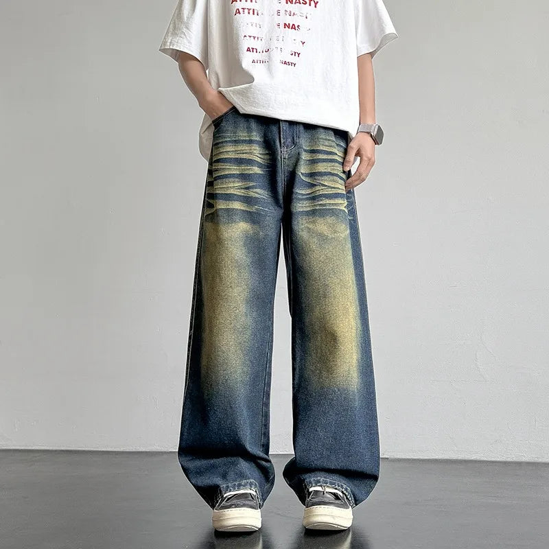 Men's Relaxed Denim Jeans with Faded Wash | Arden - Sky Blue