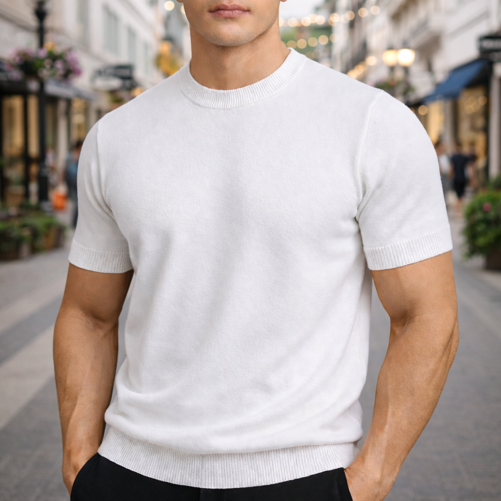 Men's Knitted T-Shirt with Crew Neck | Savino
