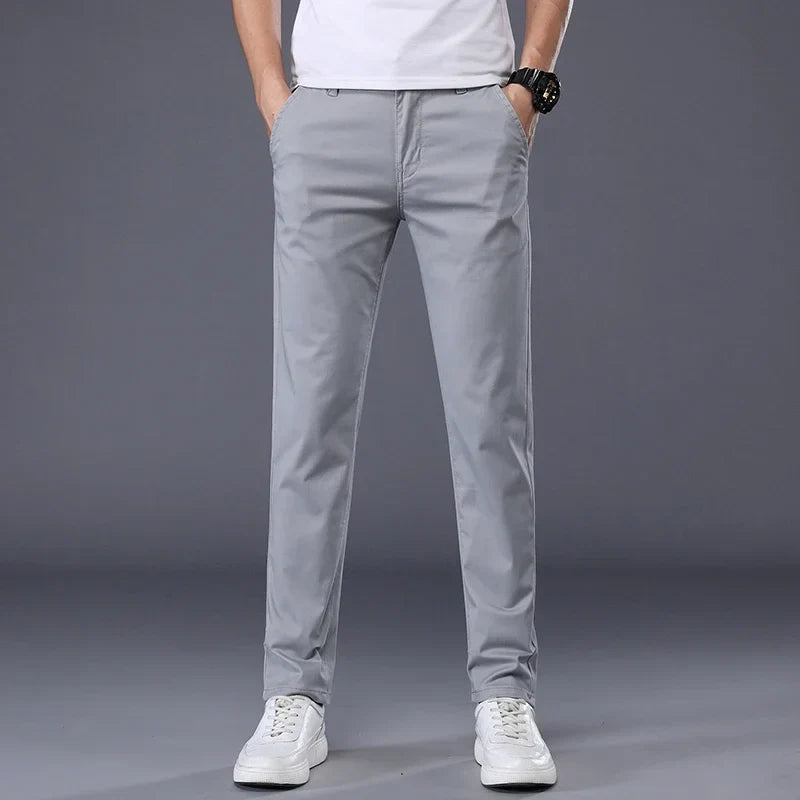 Men's Slim Fit Dress Trousers with Side Pockets | Savoni - Gray