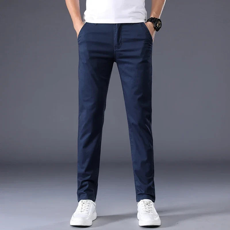 Men's Slim Fit Dress Trousers with Side Pockets | Savoni - Navy