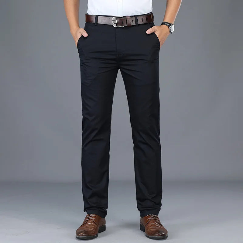 Men's Straight Leg Dress Trousers with Side Pockets | Harrison - Navy Blue