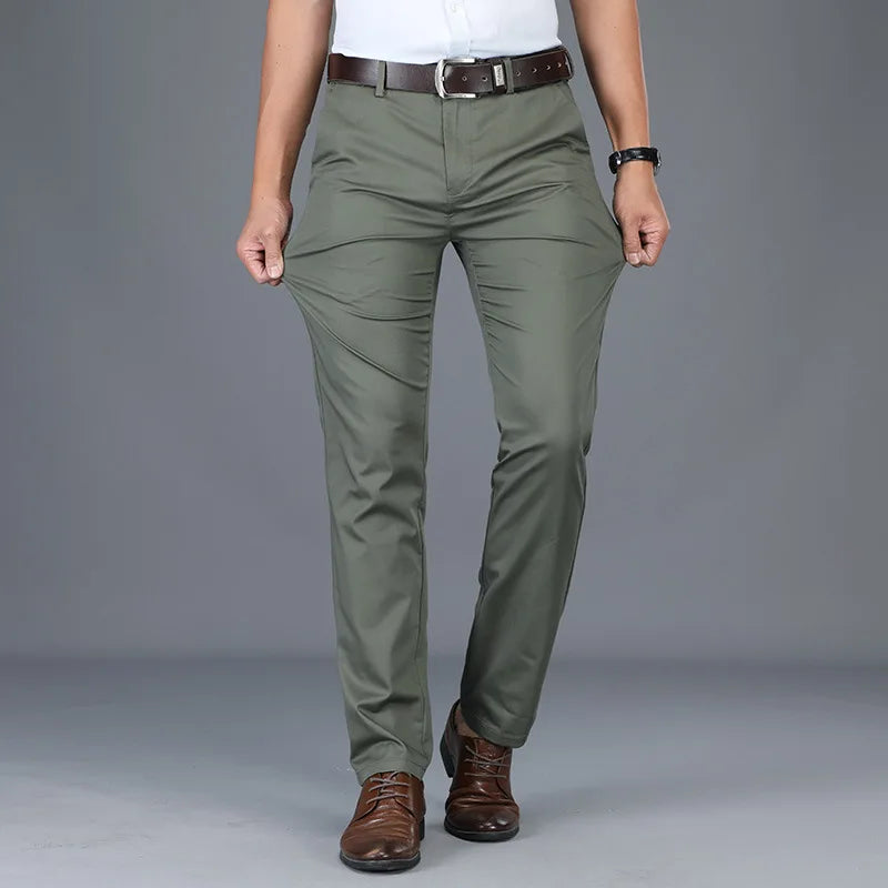 Men's Straight Leg Dress Trousers with Side Pockets | Harrison