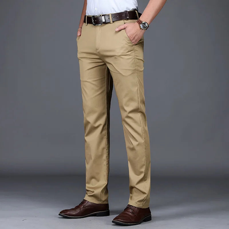 Men's Straight Leg Dress Trousers with Side Pockets | Harrison
