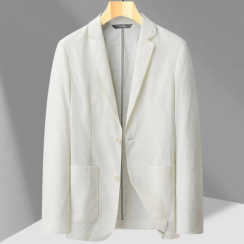 Men's Summer Blazer with Button Front | Savoni - White