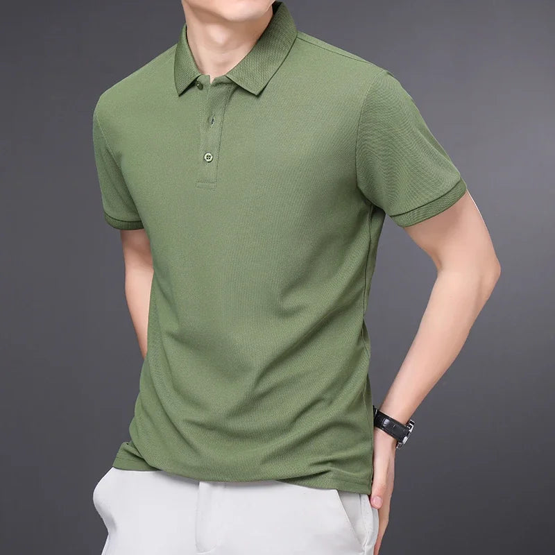 Men's Tailored Fit Polo Shirt with Ribbed Collar | Savoni - Green