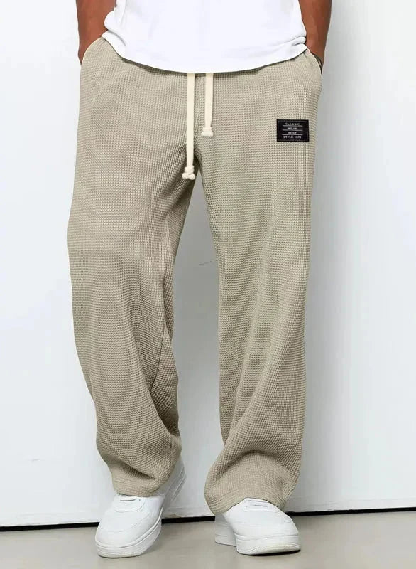 Men's Waffle Knit Drawstring Trousers | Arden - Khaki