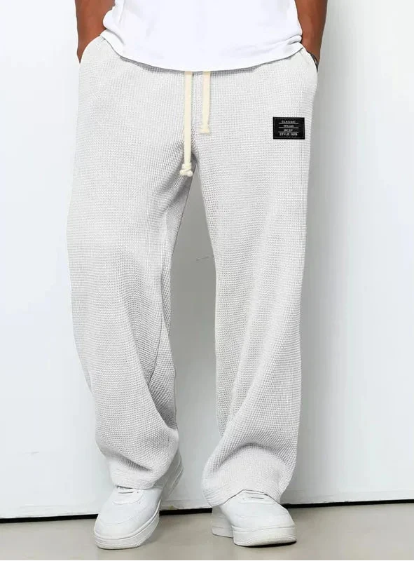 Men's Waffle Knit Drawstring Trousers | Arden - White