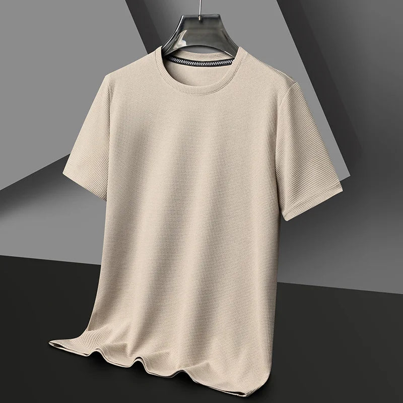 Men's Waffle Knit T-Shirt with Crew Neck | Mason - Beige