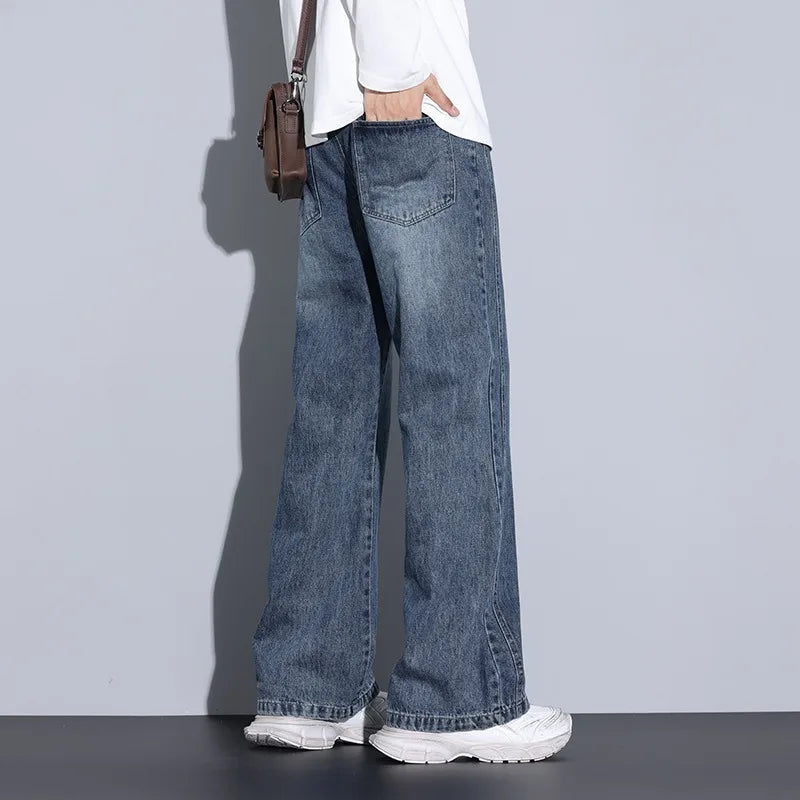 Men's Wide-Leg Denim Jeans with Drawstring | Arden