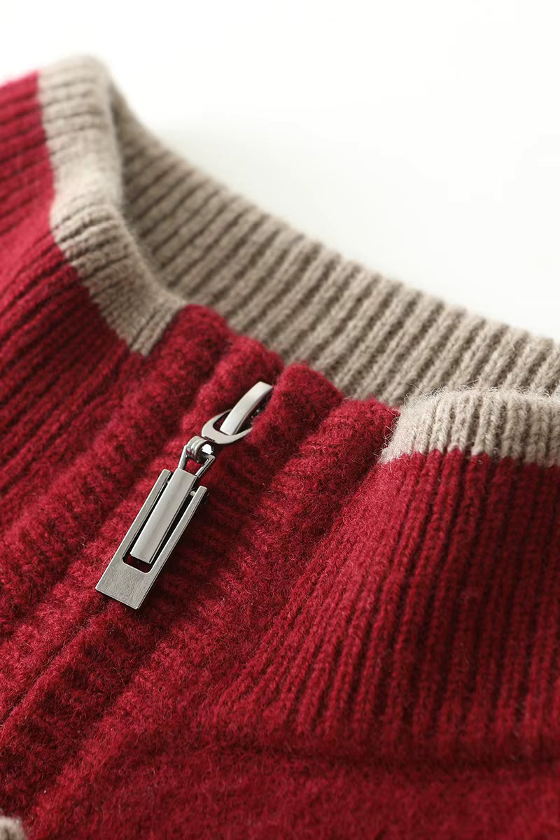 Men's Fine Knit Quarter-Zip with Contrast Collar | Savoni