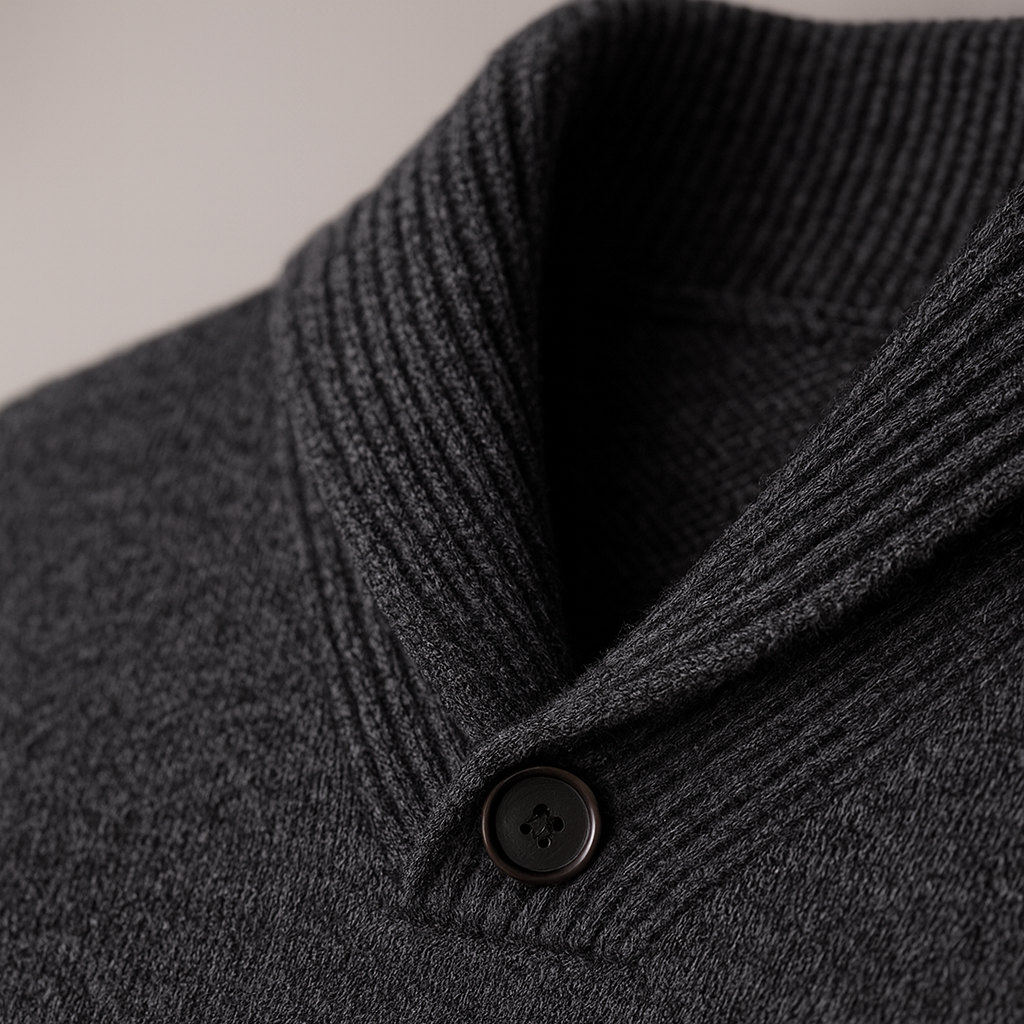 Men's Shawl Collar Sweater in Smooth Fine Knit | Savoni