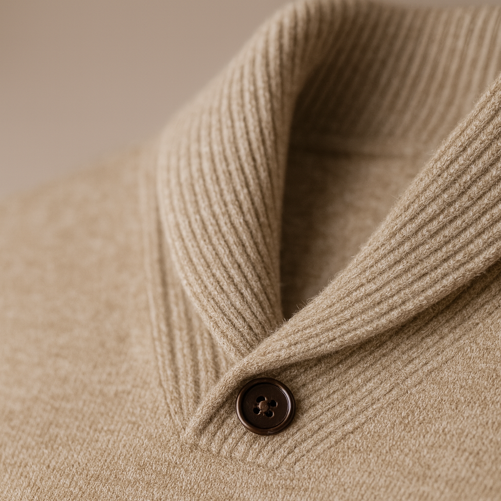 Men's Shawl Collar Sweater in Smooth Fine Knit | Savoni