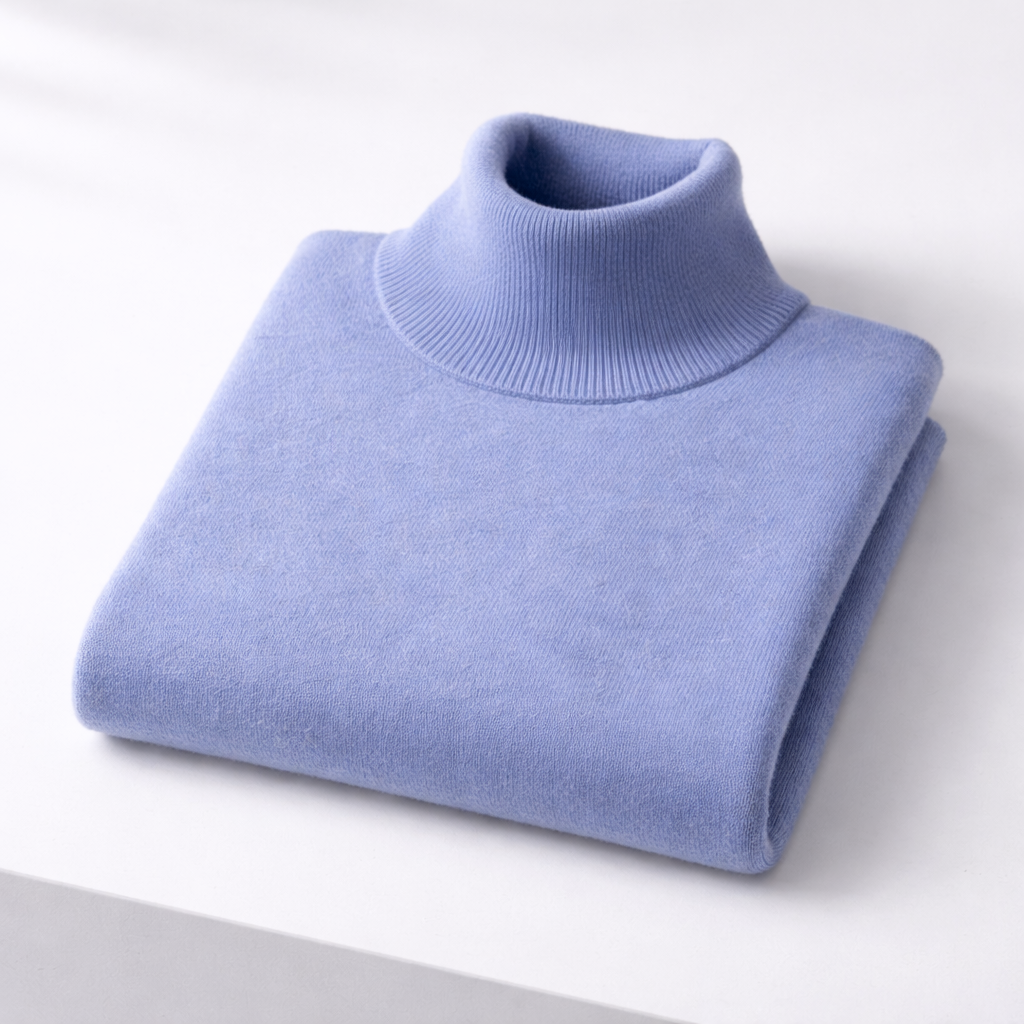 Men's Fine Knit Turtleneck Sweater with Fold Collar | Savonti